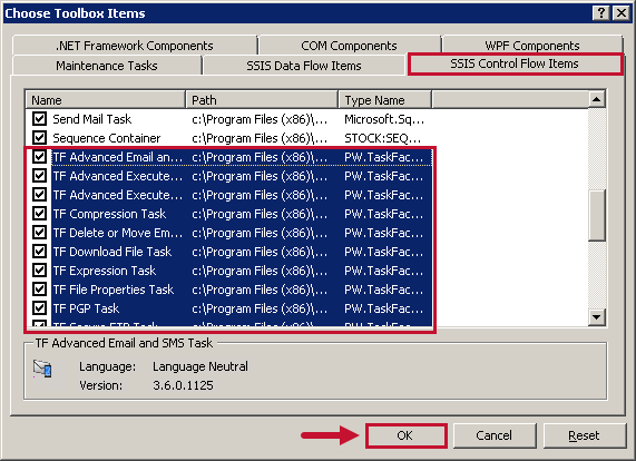Add Task Factory components to your toolbox Add Task Factory Components to your toobox