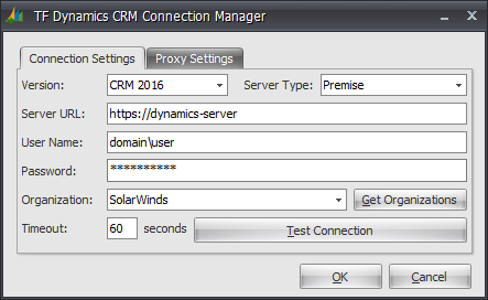 Task Factory Dynamics CRM Connection Manager example