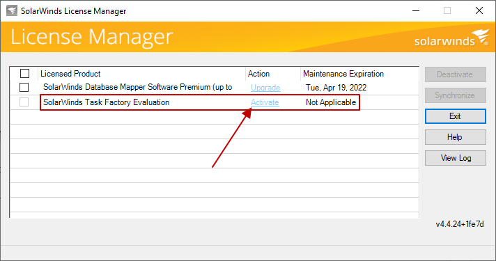 SolarWinds License Manager Activate license SolarWinds License Manager Activate license