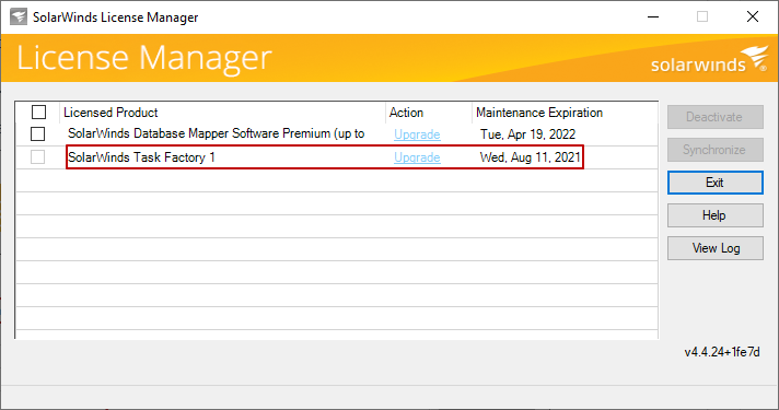 SolarWinds License Manager License activated