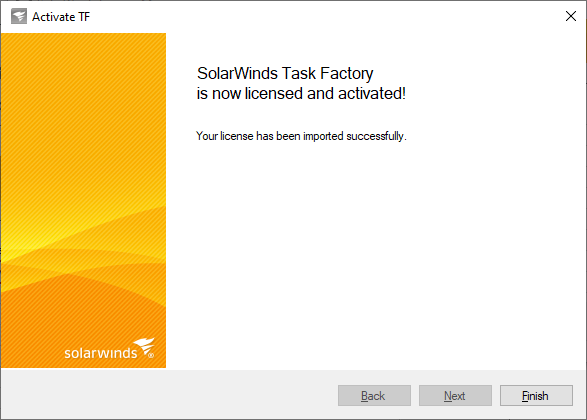 SolarWinds License Manager Finish SolarWinds License Manager Finish