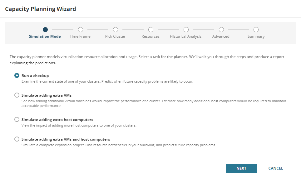 Run scenarios with Capacity Planning