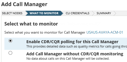 Add a call manager device to SolarWinds VNQM