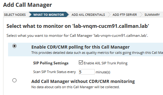 Add Cisco CallManager devices to SolarWinds VNQM