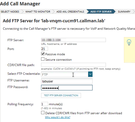 Add Cisco CallManager devices to SolarWinds VNQM