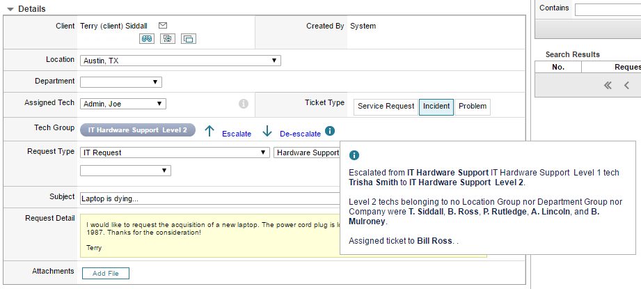 Escalate And De Escalate Tickets