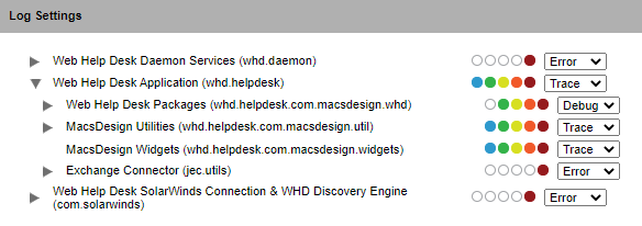Set the log settings