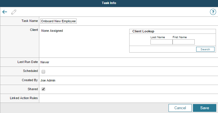 Configure a task to automate ticket creation