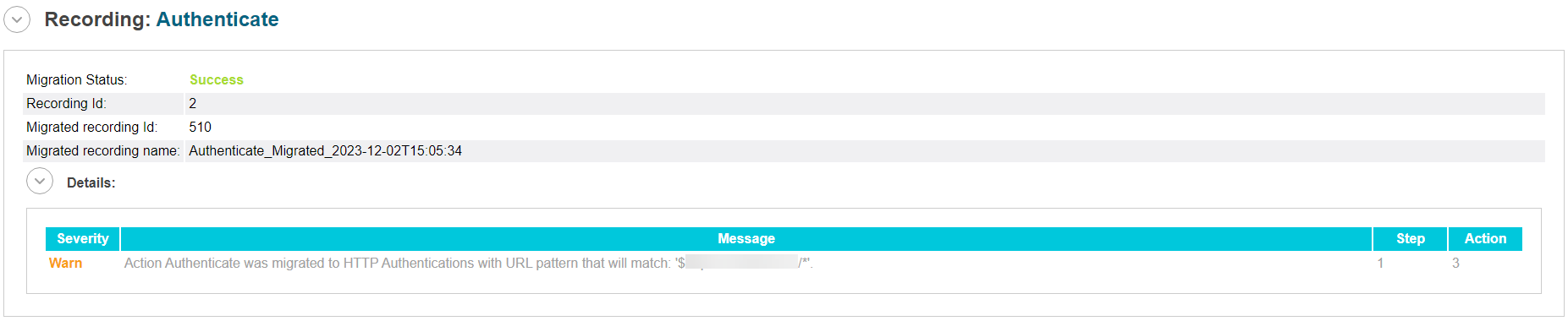Errors, warnings, and messages for successful recording Errors, warnings, and messages for successful recording