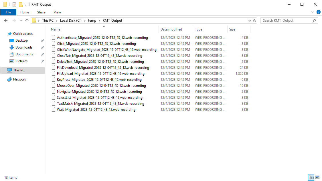 Migrated recordings saved in output directory Migrated recordings saved in output directory