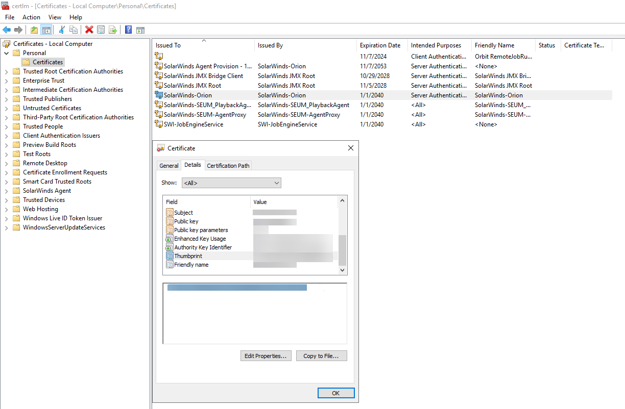 Retrieve thumbprint of SSL/TLS certificate using Microsoft Managmement Console Retrieve thumbprint of SSL/TLS certificate using Microsoft Managmement Console