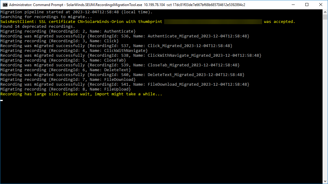 The server to which RMT connected was accepted The server to which RMT connected was accepted