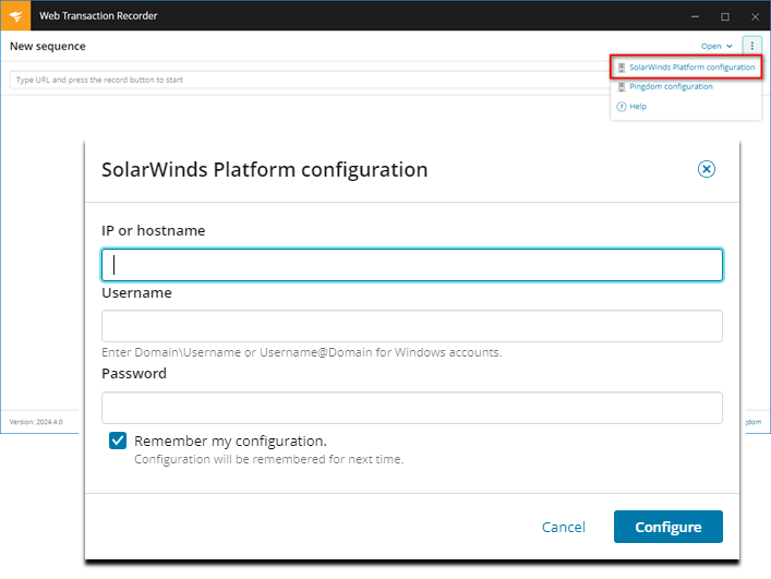 Solarwinds Node Configuration Configure Web Transaction Recorders on remote systems